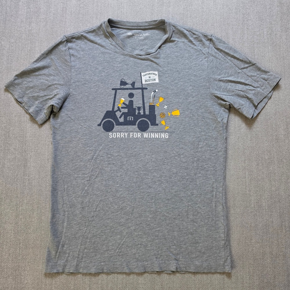 TravisMathew T-Shirt Mens S Gray Sorry For Winning Boston Graphic Pima Cotton